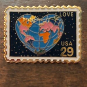 JG&A 1991 Stamp Design USPS Love USA 29 Enamel Pin. Vintage Earth Rare.